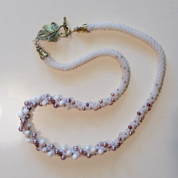 Pearl beaded Kumihimo braided necklace